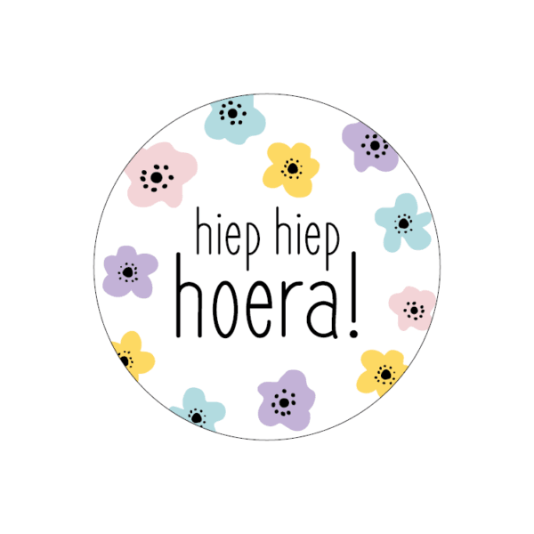 Sticker - Hiep Hiep Hoera + Bloemen