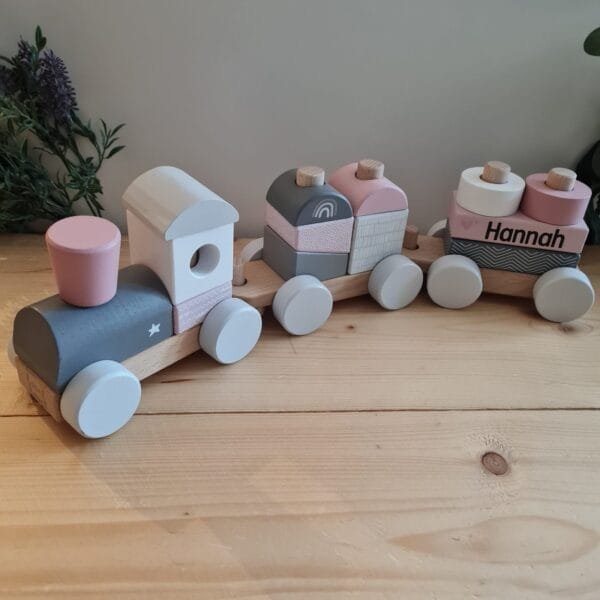 Label Label Roze Houten Speelgoed Trein - Afbeelding 8