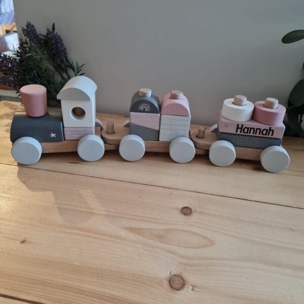 Label Label Roze Houten Speelgoed Trein - Afbeelding 6