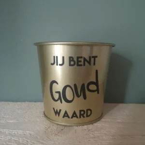 Bloempotje "Jij bent Goud waard"