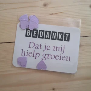 Kaart met bloemzaadconfetti "Paars tekst met paarse confetti