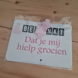 Kaart met bloemzaadconfetti "Roze tekst met Lichtroze confetti