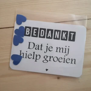 Kaart met bloemzaadconfetti "Zwarte tekst met blauwe confetti"