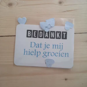 Kaart met bloemzaadconfetti "blauwe tekst met blauwe confetti