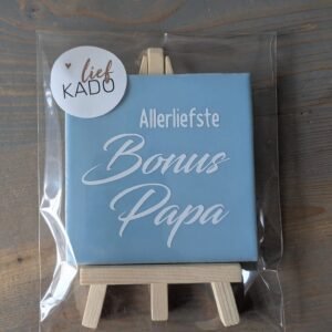 Tegeltje – Allerliefste Bonuspapa 10 cm Lichtblauw