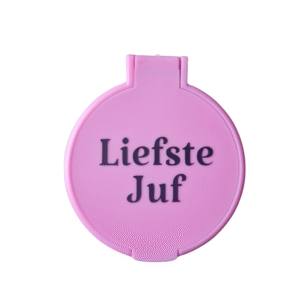Liefste Juf Spiegeltje – Roze (6 cm)