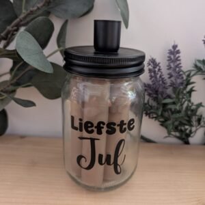 Dinerkaarsen Bruin in pot – Liefste juf