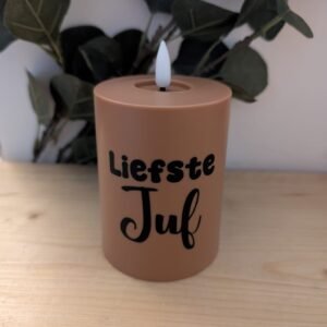 LED-kaars Liefste juf Bruin Klein