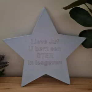 MDF figuur ster lichtblauw lieve juf