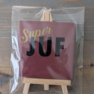 Tegeltje Super Juf 10 cm Donkerroze