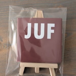 Tegeltje Juf 10 cm Donkerroze