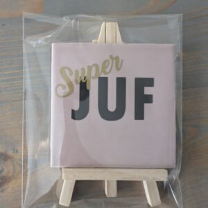 Tegeltje Super Juf 10 cm Lichtroze
