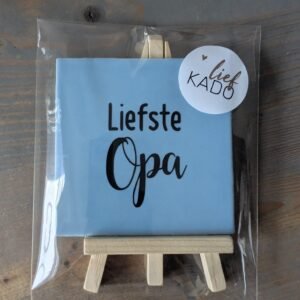 Tegeltje – Liefste Opa 10 cm Lichtblauw