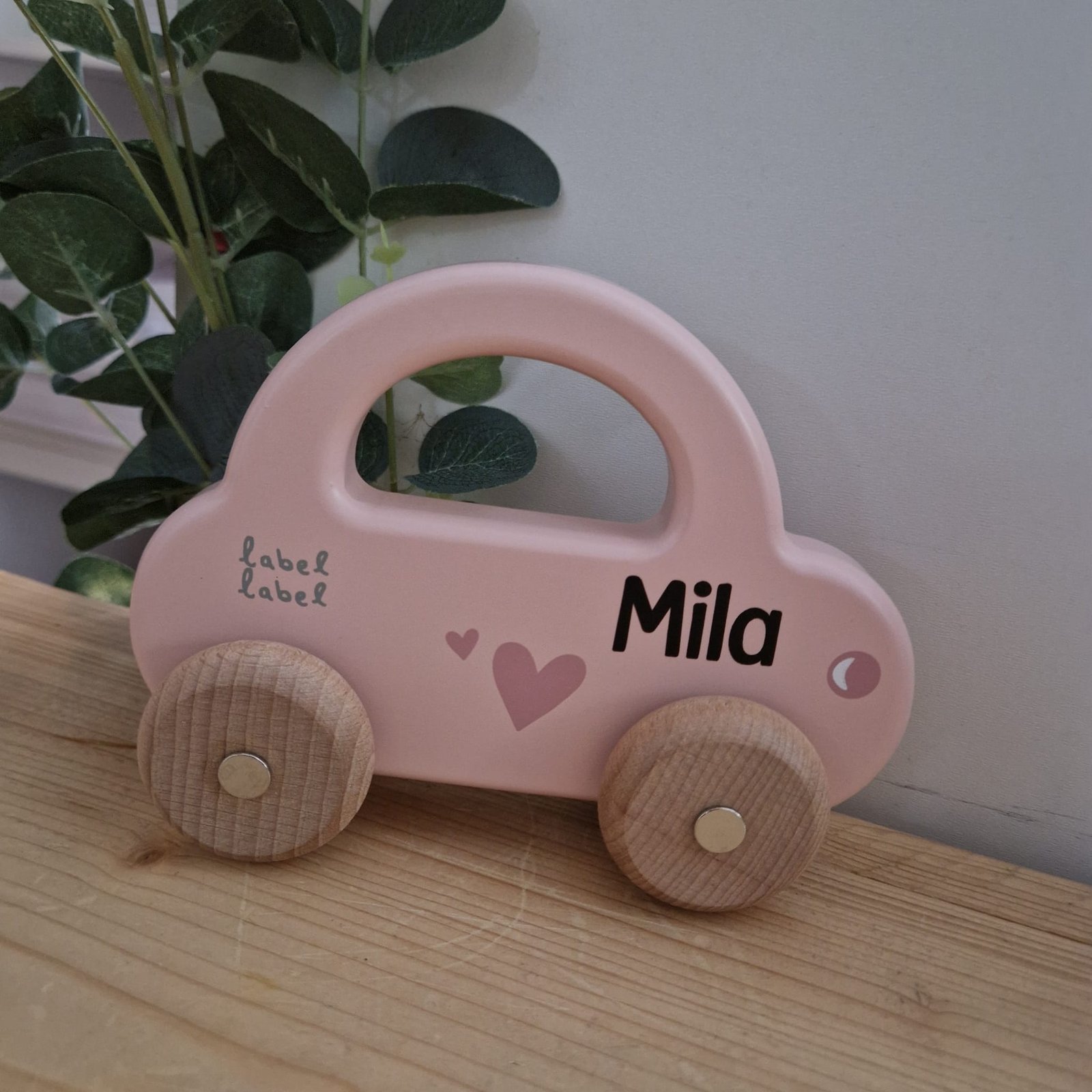 Label Label Houten Auto Roze - Afbeelding 3