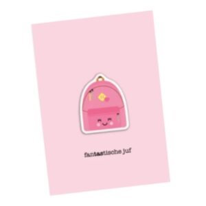 fanTAStische juf | magneetkaart+ Roze envelop