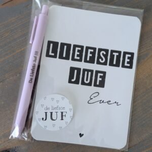 Kaart met Pen - "De liefste juf !!!"