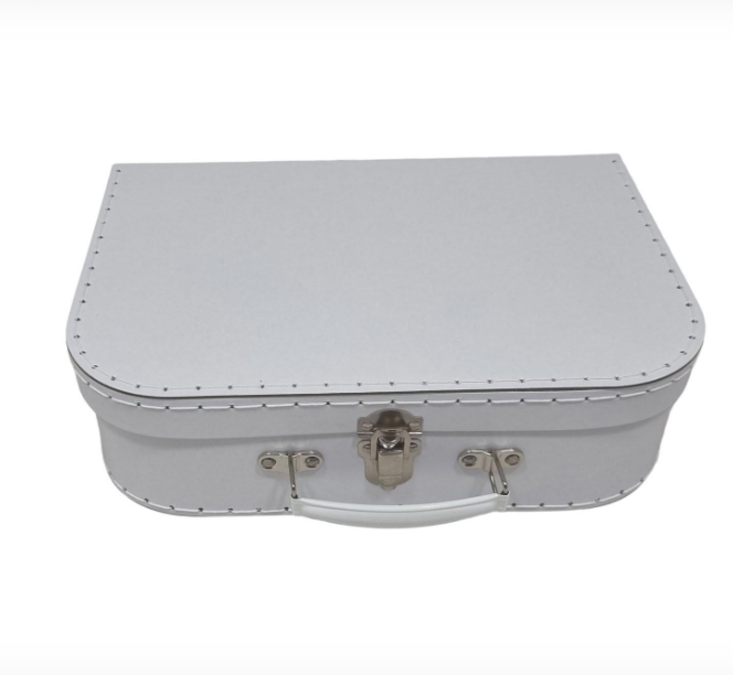 Kartonnen Koffertje met naam,Wit, Groot