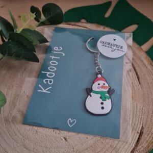 Kaart + Sleutelhanger ingepakt Sneeuwpop