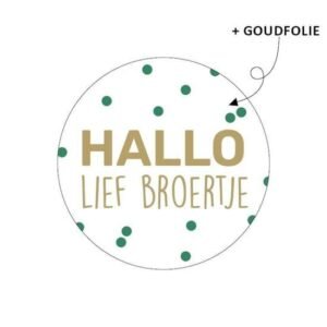 Sticker Hallo Lief broertje( gouden letters)