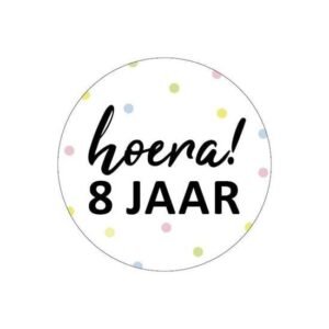 Sticker Hoera 8 jaar
