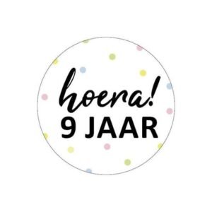 Sticker Hoera 9 jaar