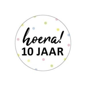 Sticker Hoera 10 jaar