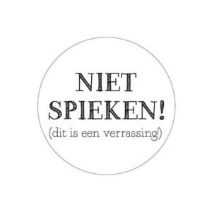 Sticker Niet spieken (dit is een verrassing)