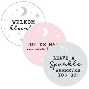 Sticker - Welkom kleintje / tot de maan (3 varianten)
