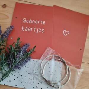 Kaartjesbundel : Geboortekaartjes ( roestkleur)