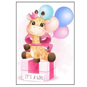 Kaart Its a girl Roze giraffe