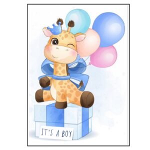 Kaart Its a Boy Blauw giraffe