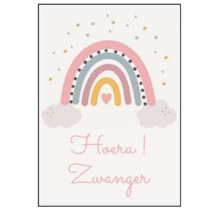 Kaart Hoera Zwanger regenboog