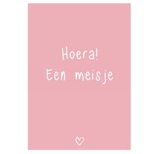Kaart Hoera een meisje ( roze)