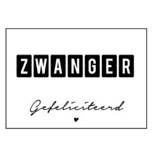 Kaart Zwanger gefeliciteerd zwart/wit