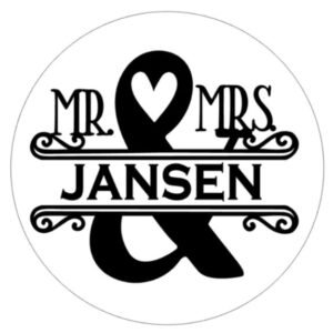 Sticker Mr & Mrs met naam