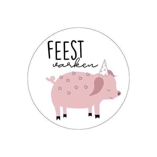 Sticker Rond Feestvarken