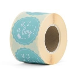 Sticker “It’s a Boy” – Blauw, 5 x 5 cm (10 stuks)