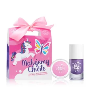 Tibu Kids duo set - Violet Princess - pearly violet nail polish + pink natural eye shadow
