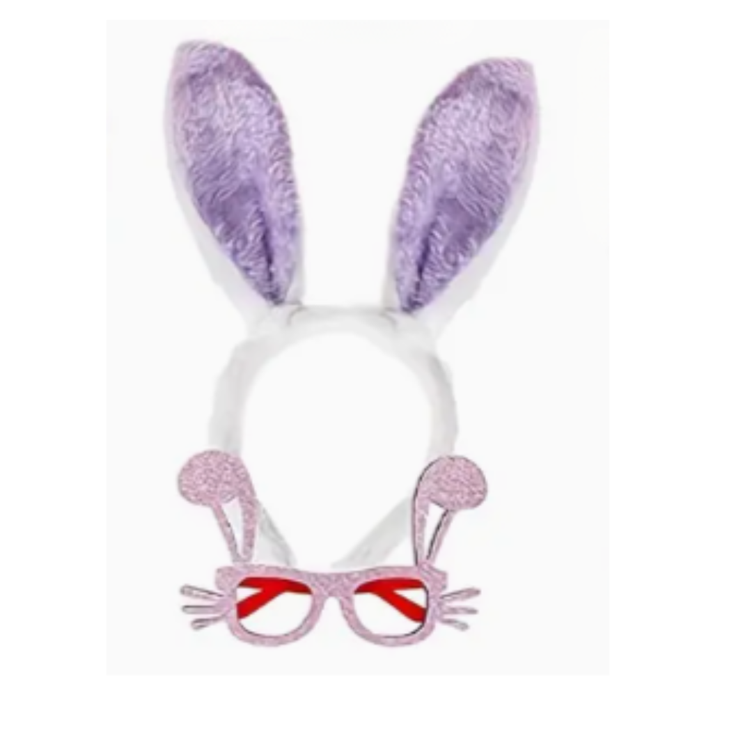 Konijnenoren + Bril – Schattige Paasaccessoire Paars