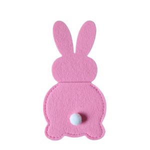 Paashaas Vilt Bestekhouder met naam Roze