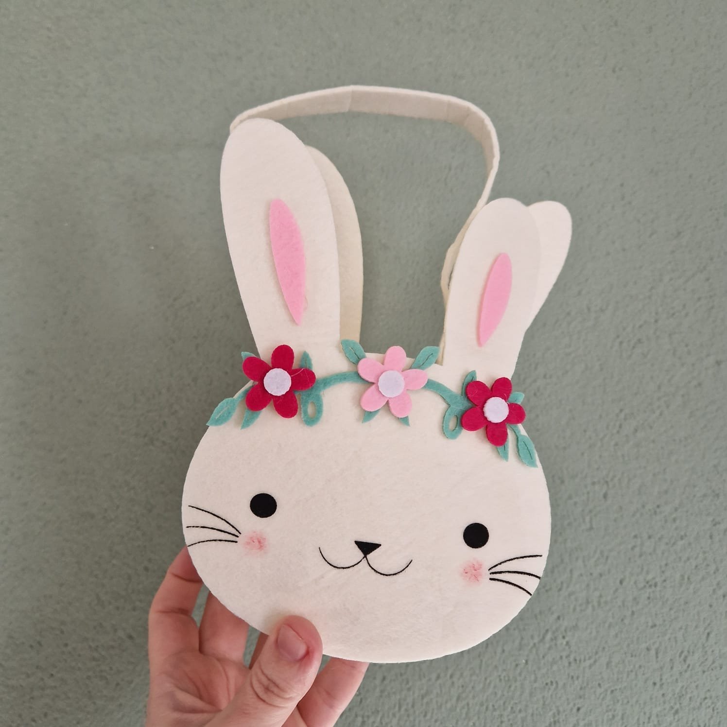 Paasmandje Konijn met Bloemetjes - Afbeelding 4