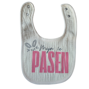 Slab - 'Mijn 1e pasen"Donkere Beige slab met roze letters