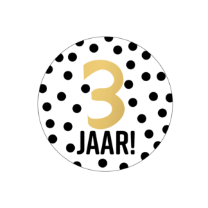 Stickers - 3 jaar! + stippen wit/zwart+goud