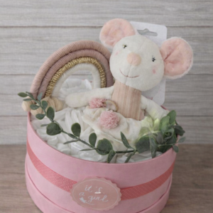 Luiertaart Roze met Knuffelmuis