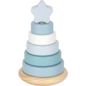 Houten stapeltoren blauw