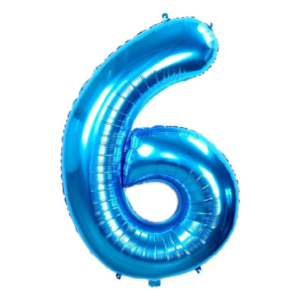 Folieballon cijfer 6 Blauw