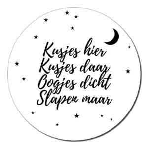 Muurcirkel – Kusje Hier 20 cm | Babykamer Decoratie