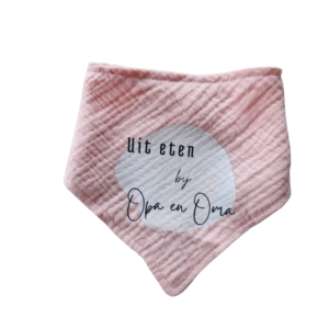 Bandana / Slab – 'Uit eten bij Opa en Oma' - Roze