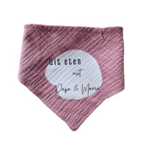 Bandana / Slab – 'Uit eten met papa en mama' - Roze/Paars