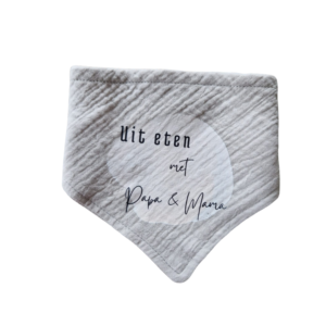 Bandana / Slab – 'Uit eten met papa en mama' - Grijs